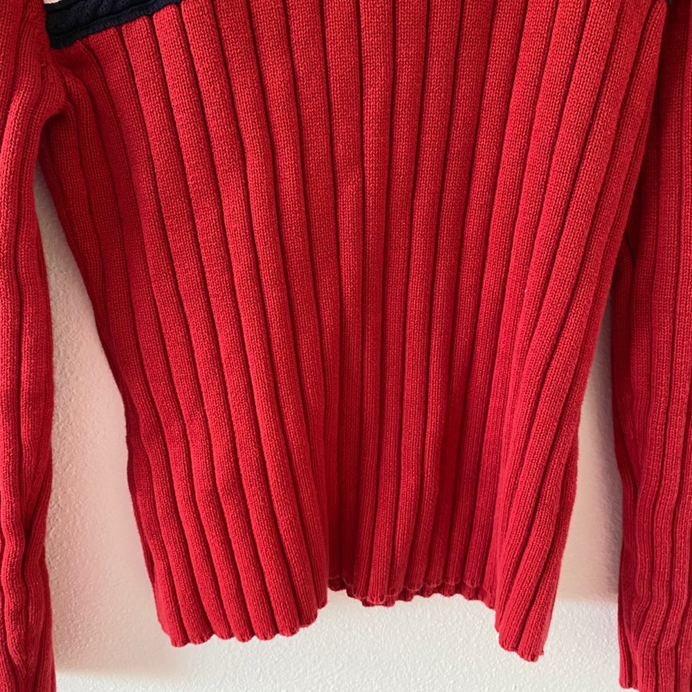 Tommy Hilfiger Red Long Sleeve Knit Sweater - Picture 4 of 7